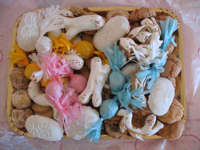 traditional colorful biscuits on a plate