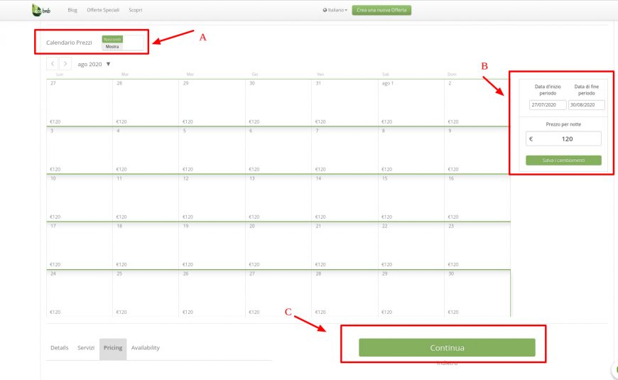 price calendar